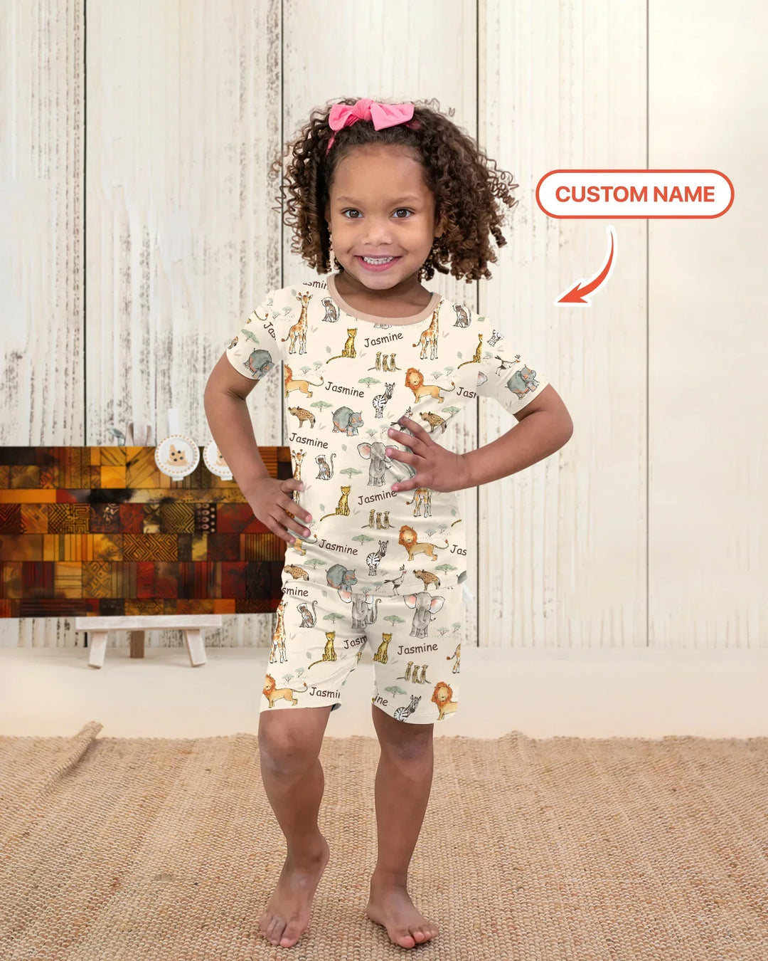 Zweiteiliges Pyjama-Set mit kurzen Ärmeln und Shorts im Sommer-Design