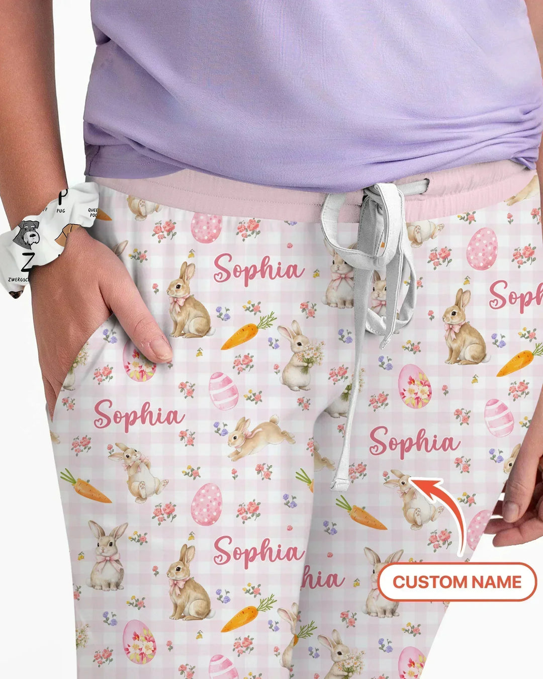 Personalisierbares Häschen-Garten Bambus Damen-Pyjama-Set