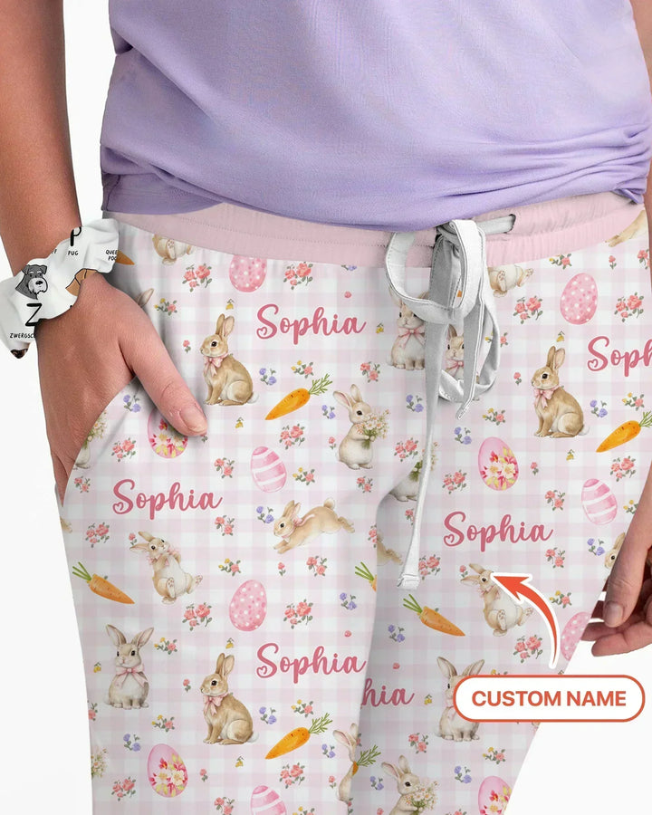 Personalisierbares Häschen-Garten Bambus Damen-Pyjama-Set