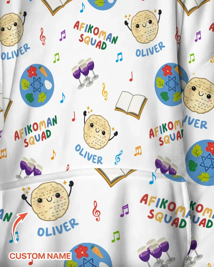 Custom Name Passover Afikoman Squad Bamboo Blanket Hoodie