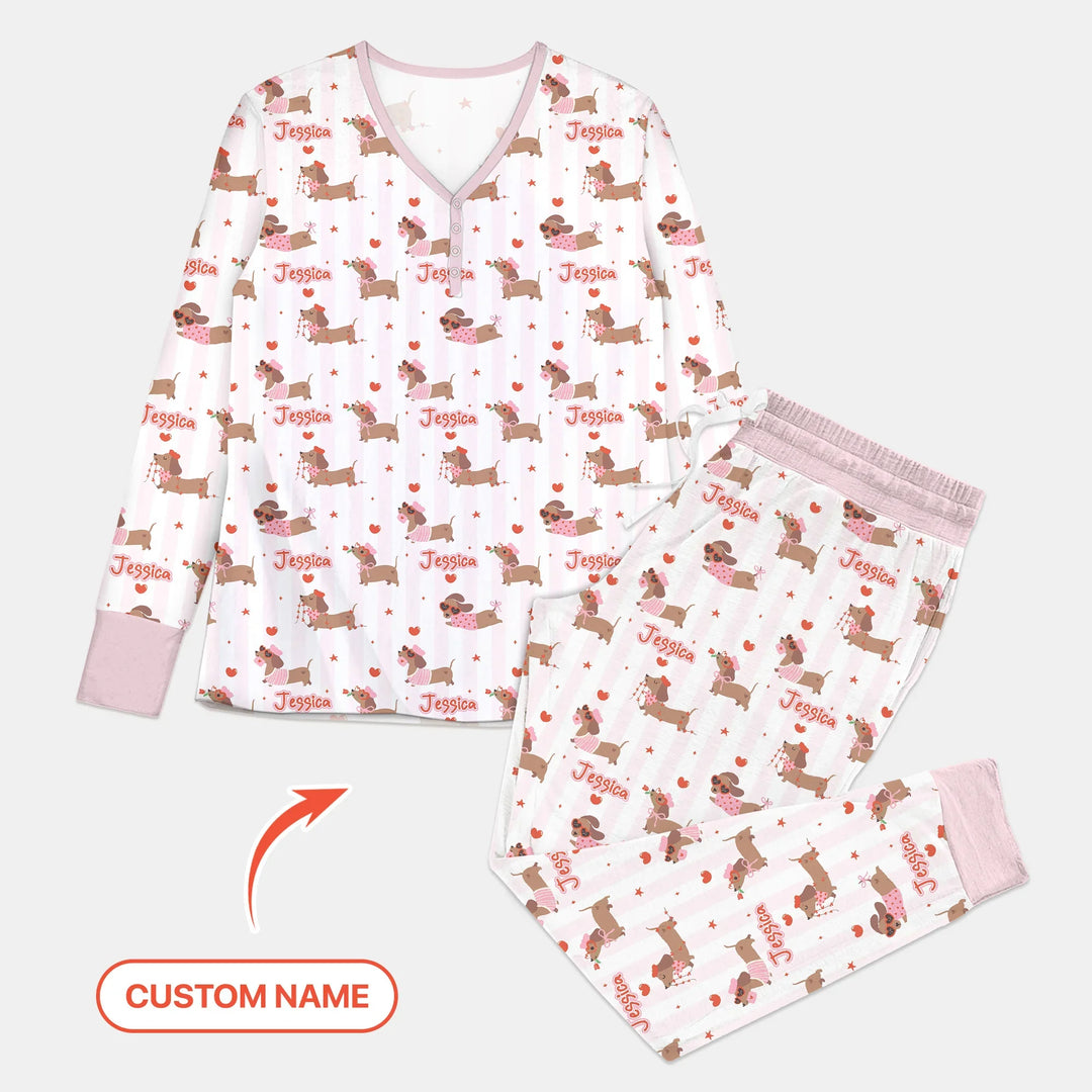 Damen-Pyjama-Set mit personalisiertem Haustierfoto für Weihnachten