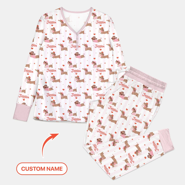 Damen-Pyjama-Set mit personalisiertem Haustierfoto für Weihnachten