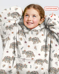 Custom Name Floral Bear Family Matching Blanket Hoodie