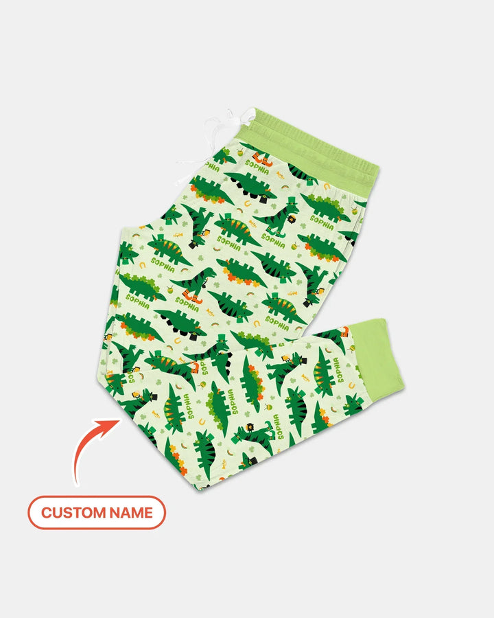 St. Patrick's Day Dinosaurier Pyjama-Set für Damen aus Bambus