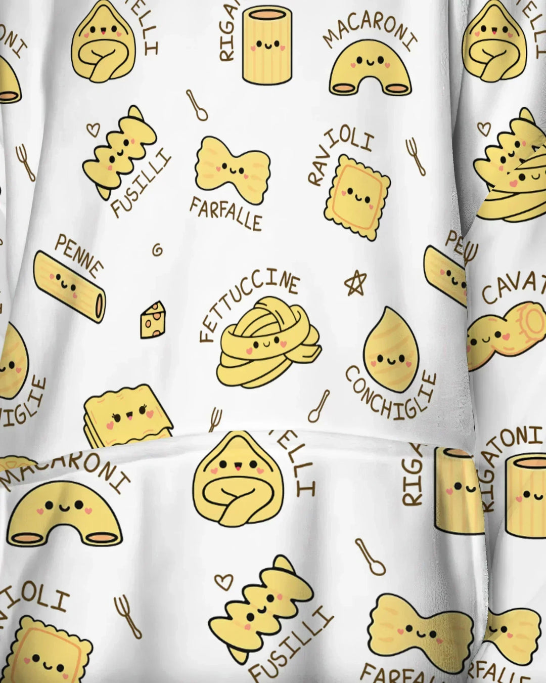Kawaii Pasta Tragbarer Bambus-Deckenhoodie