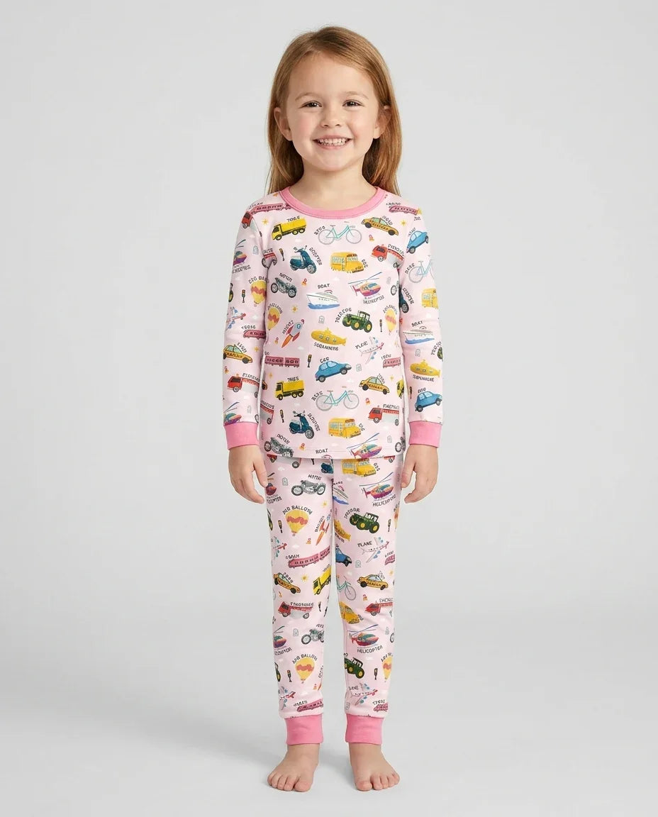 Zweiteiliges Langarm-Pyjama-Set mit Sommerfrüchten