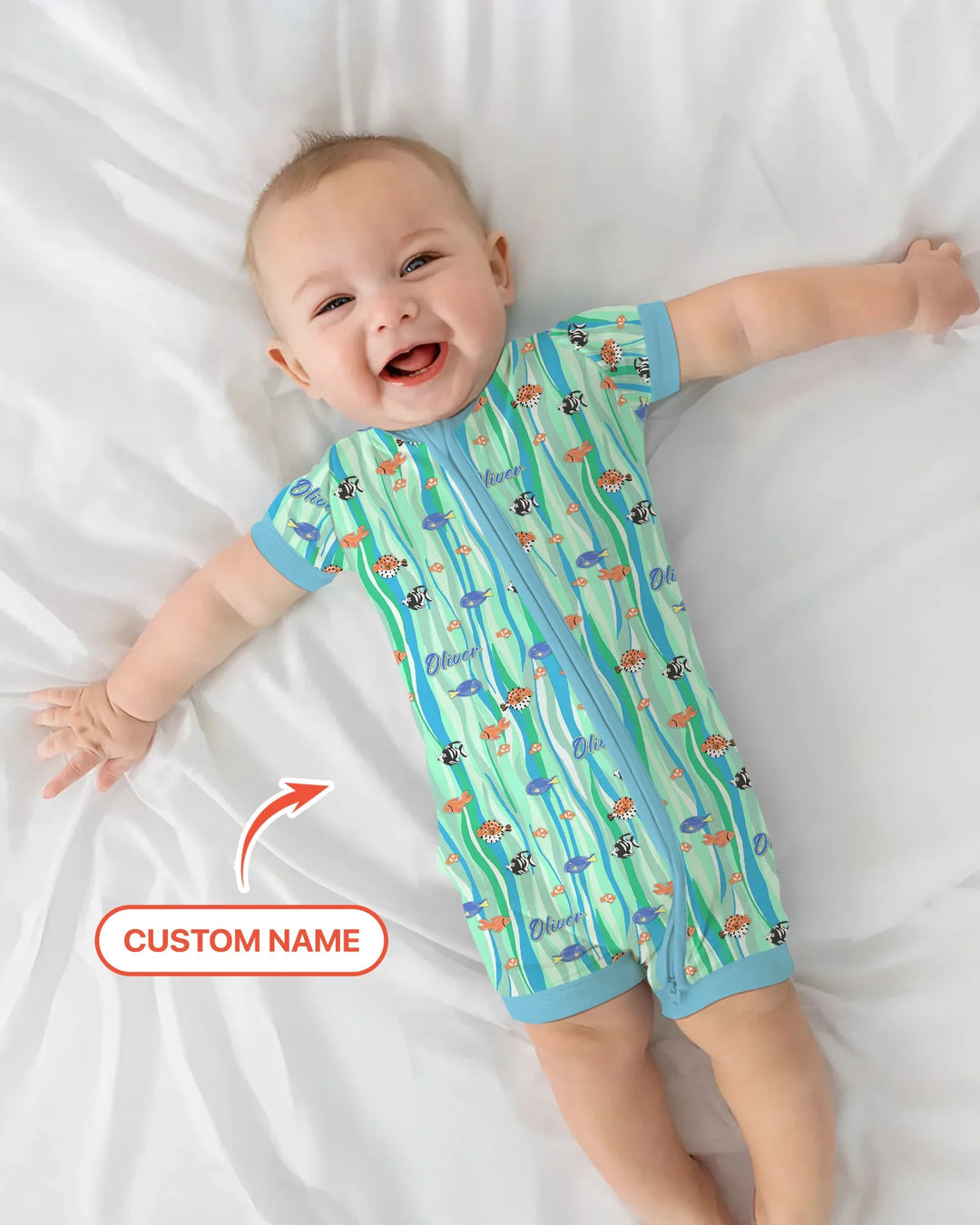 Custom Name Summer Beach Bamboo Shorty Zippy
