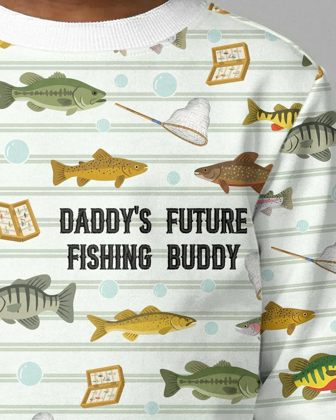 Besticktes Fischer-Papa-Und-Ich-Partnerlook-Bambus-Rundhals-Sweatshirt