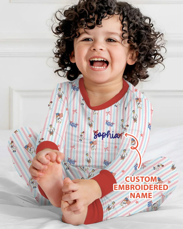 Zweiteiliges Langarm-Pyjama-Set mit Sommerfrüchten