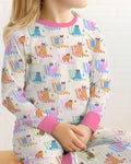 Meow Sunbathing Mommy & Me Matching Bamboo Two Piece Long Sleeve Pajama Set