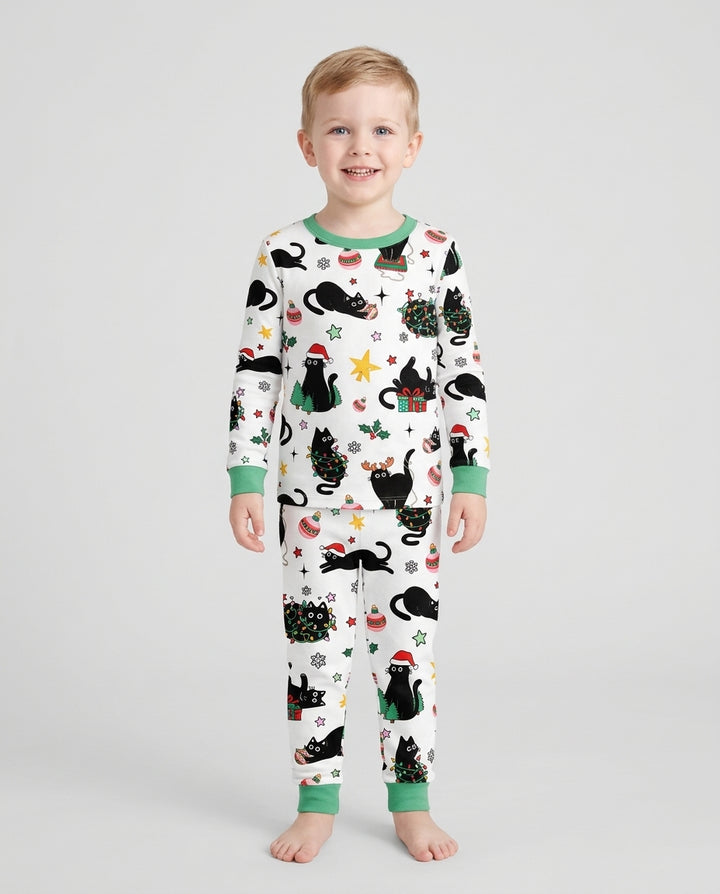 Christmas Black Cats Bamboo Two Piece Long Sleeve Pajama Set