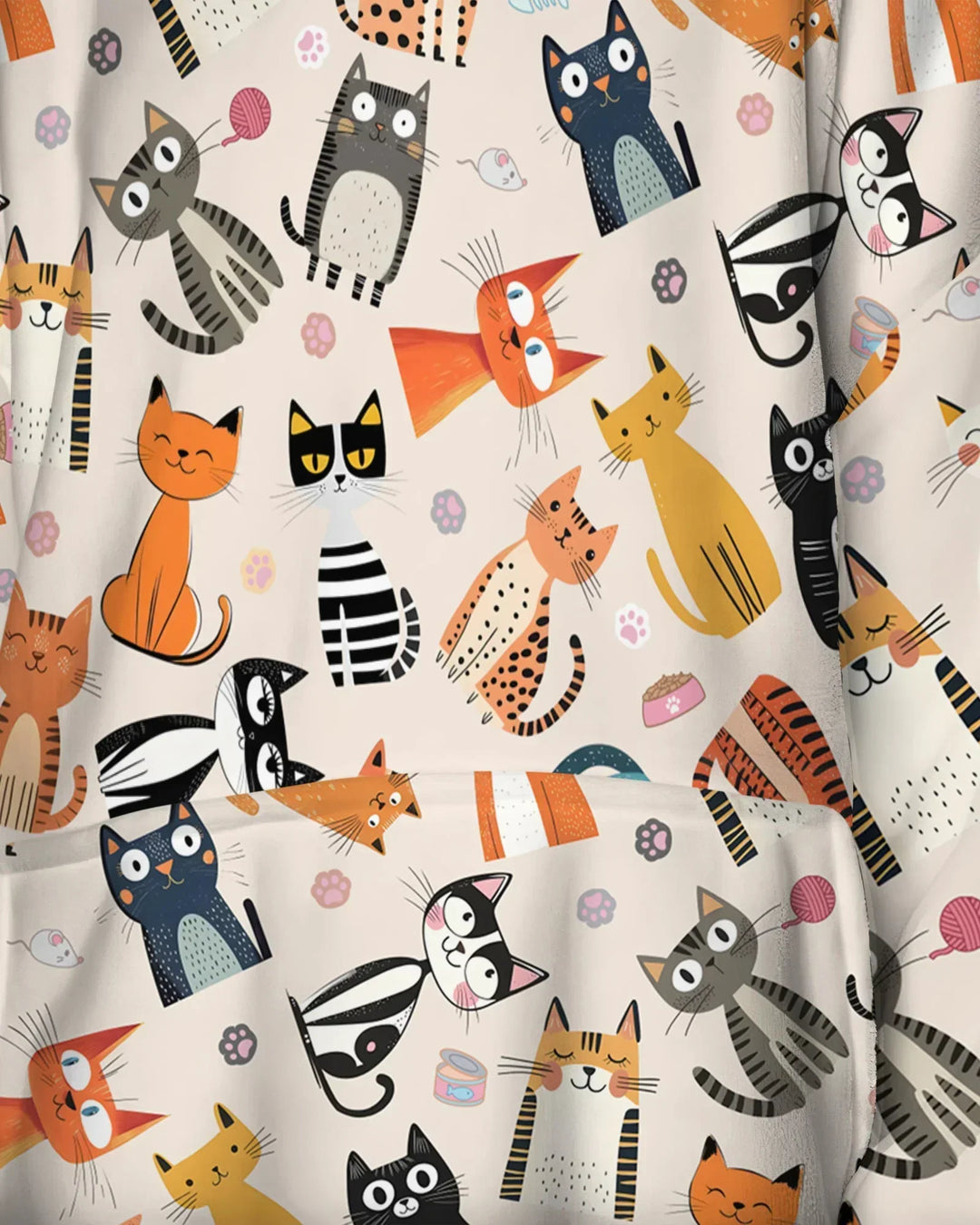 Goofy Mischief Katze Familie passender individueller Bambus-Deckenhoodie