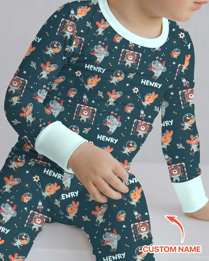Zweiteiliges Langarm-Pyjama-Set mit Sommerfrüchten
