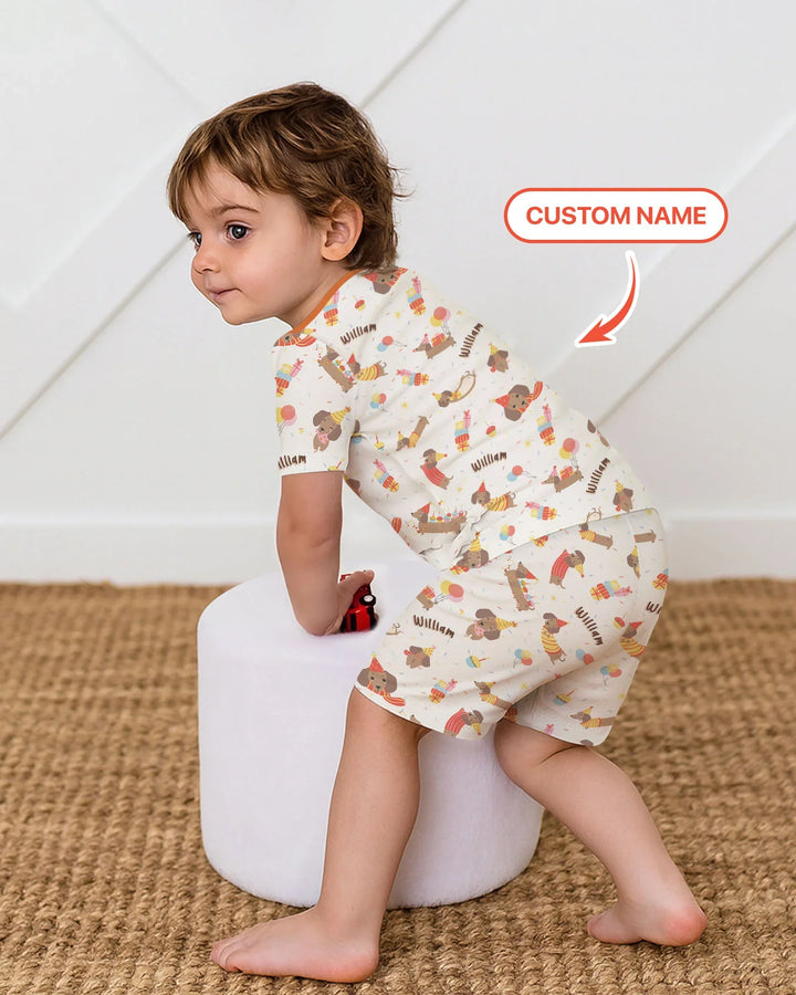 Zweiteiliges Pyjama-Set mit kurzen Ärmeln und Shorts im Sommer-Design
