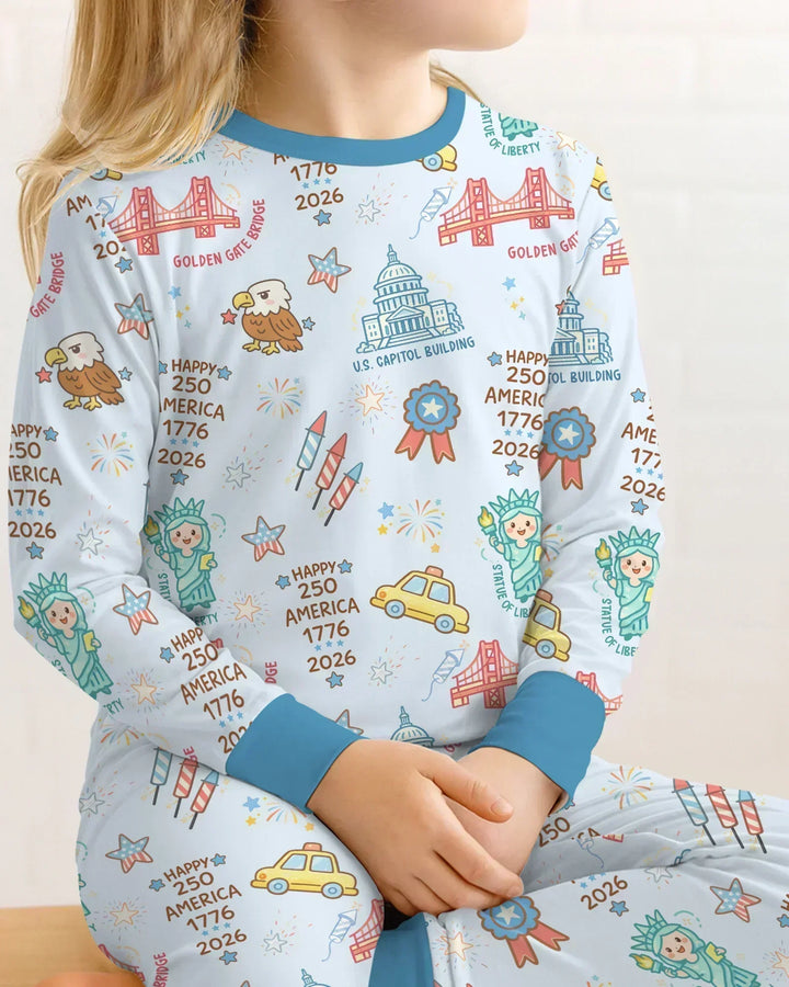 Zweiteiliges Langarm-Pyjama-Set mit Sommerfrüchten