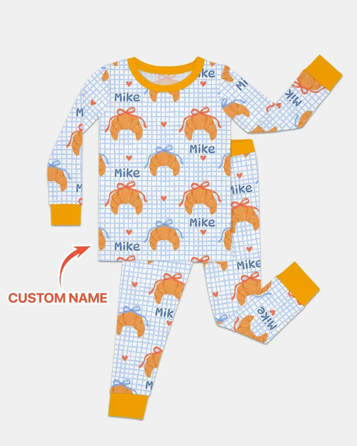 Breakfast Love Family Matching Bamboo Two Piece Long Sleeve Pajama Set