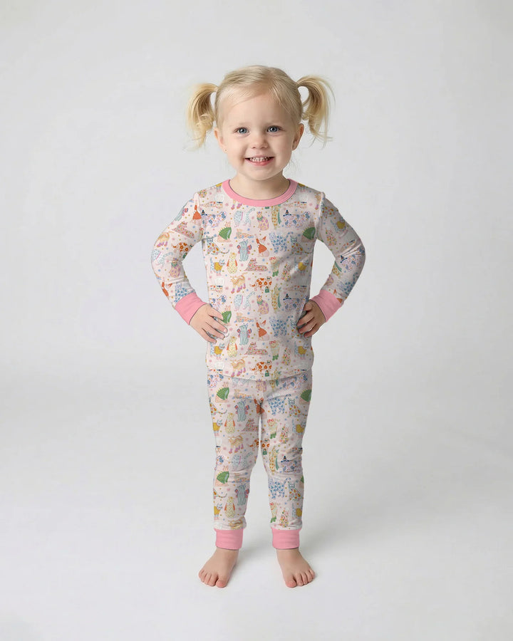 Zweiteiliges Langarm-Pyjama-Set mit Sommerfrüchten