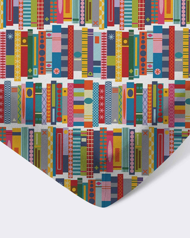 Rainbow Bookshelf Bamboo Fitted Crib Sheet