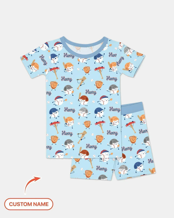 Zweiteiliges Pyjama-Set mit kurzen Ärmeln und Shorts im Sommer-Design