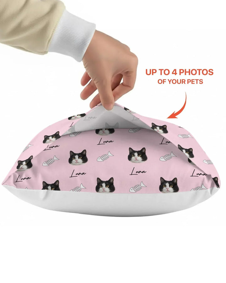 Custom Name and Pet Photos Bamboo Pillow Case
