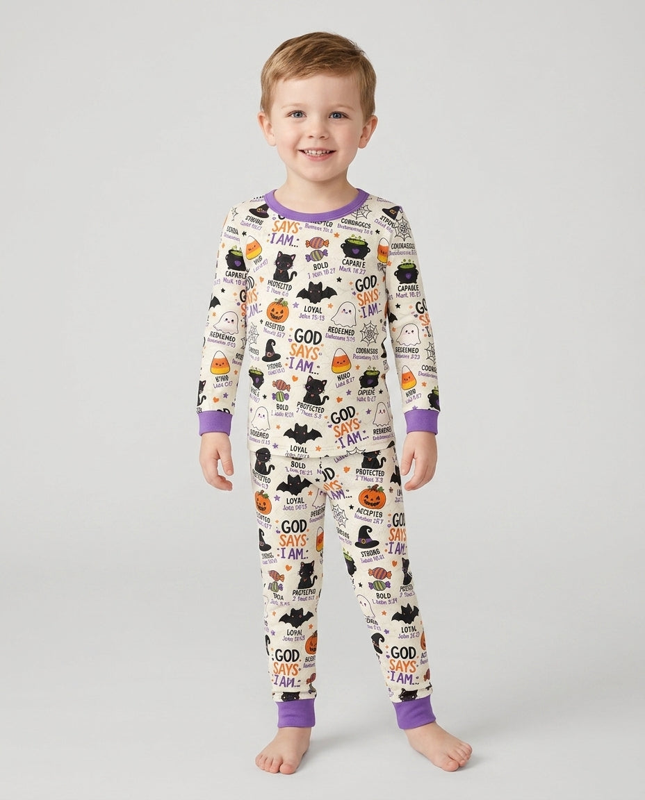 Halloween God Says I Am Bamboo Two Piece Long Sleeve Pajama Set