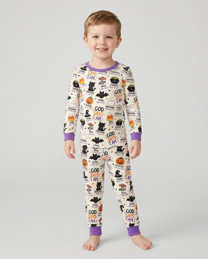 Halloween God Says I Am Bamboo Two Piece Long Sleeve Pajama Set