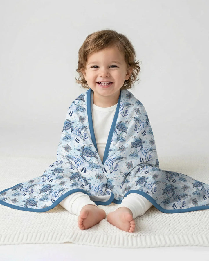 Little Turtles Family Matching Bamboo Blanket