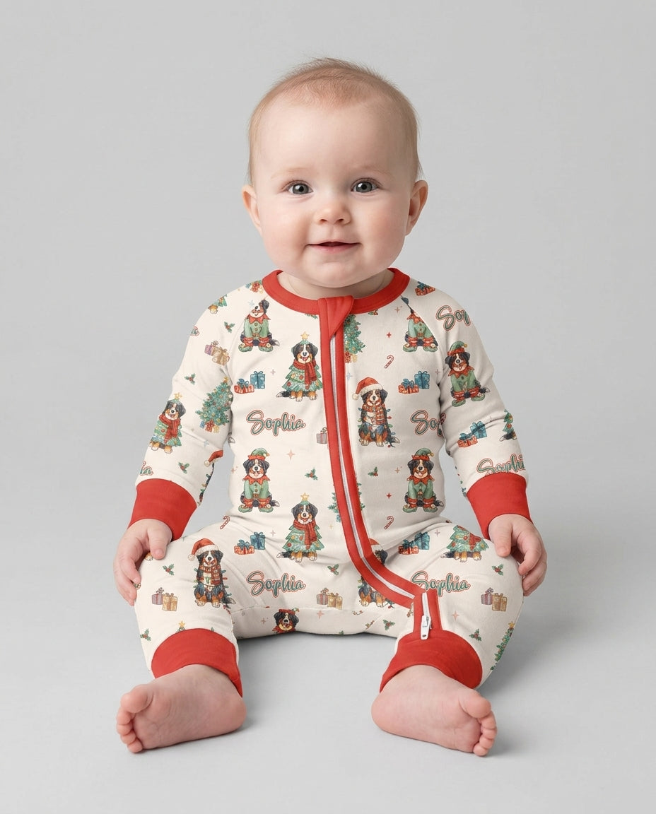 Christmas Bernese Mountain Dog Family Matching Bamboo Convertible Zippy