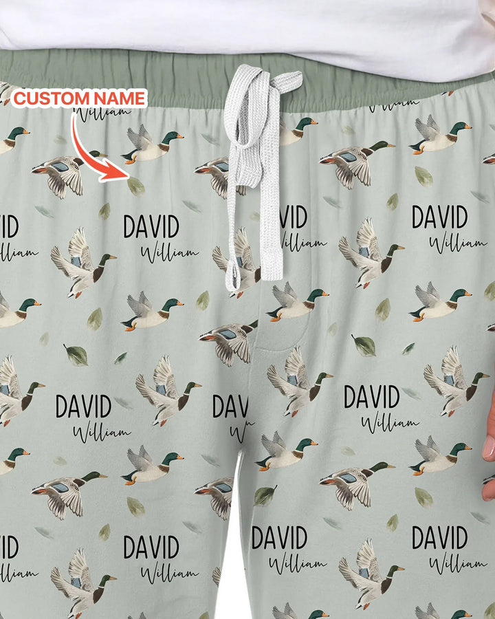 Custom Name Mallard Duck Bamboo Men's Pajama Set