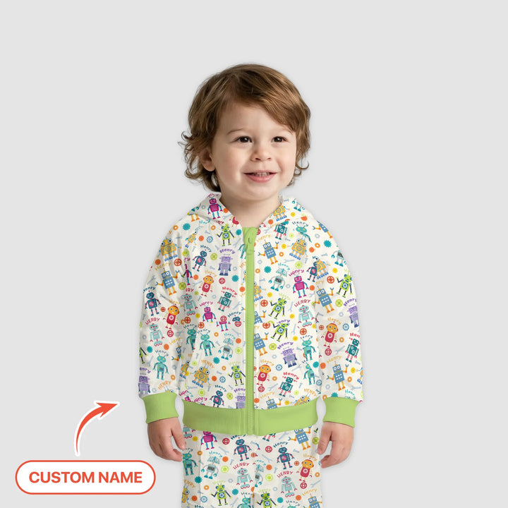 Robo Buddy Squad Personalisierter Bambus-Kapuzenpullover mit Reißverschluss
