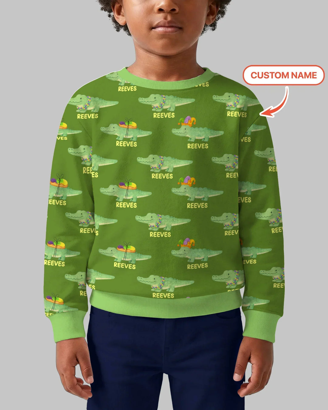 Personalisierbares Mardi Gras Gator Bambus Rundhalsshirt
