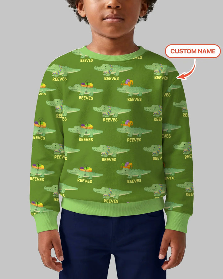 Personalisierbares Mardi Gras Gator Bambus Rundhalsshirt