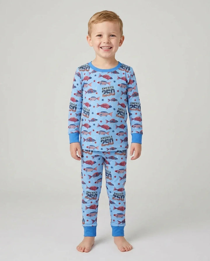 Zweiteiliges Langarm-Pyjama-Set mit Sommerfrüchten