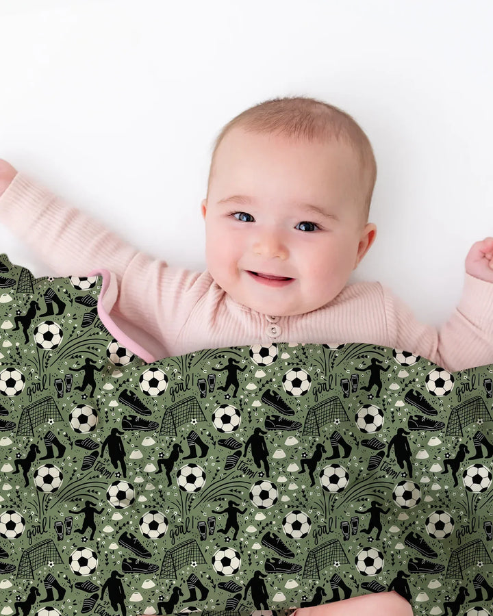 Sage Green Soccer Dreams Bamboo Blanket