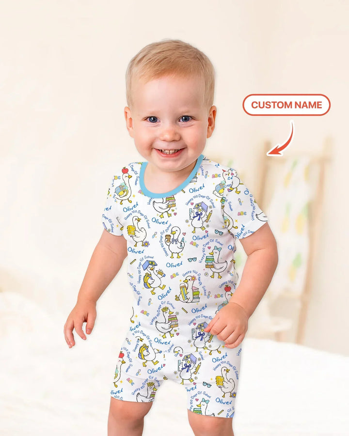 Zweiteiliges Pyjama-Set mit kurzen Ärmeln und Shorts im Sommer-Design