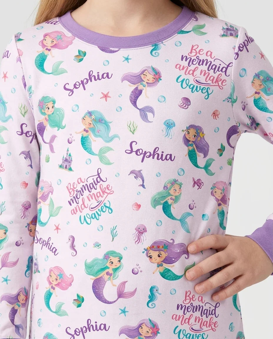 Zweiteiliges Langarm-Pyjama-Set mit Sommerfrüchten