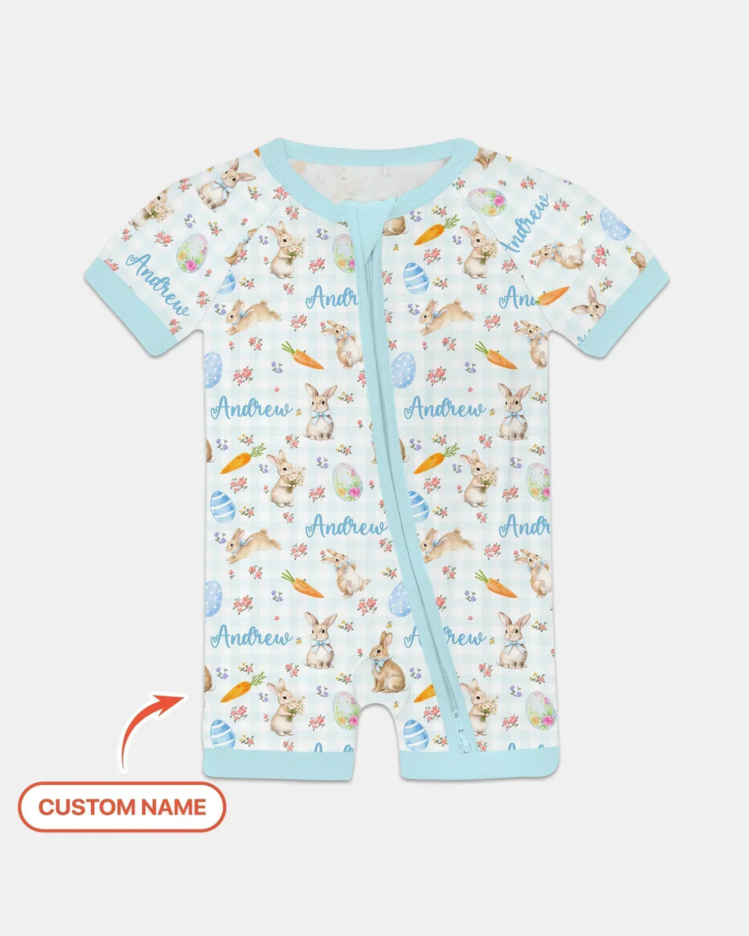 Custom Name Bunny Garden Bamboo Shorty Zippy