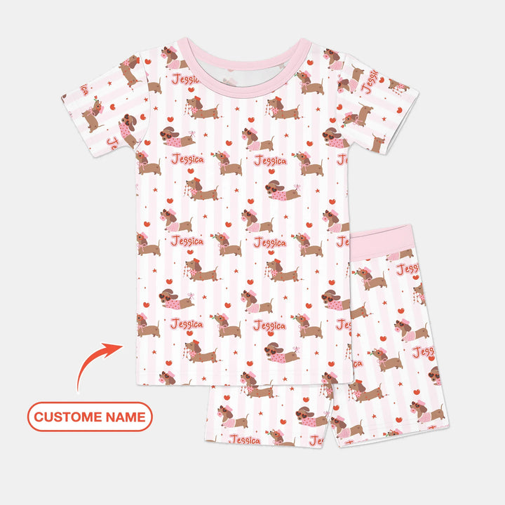 Zweiteiliges Pyjama-Set mit kurzen Ärmeln und Shorts im Sommer-Design