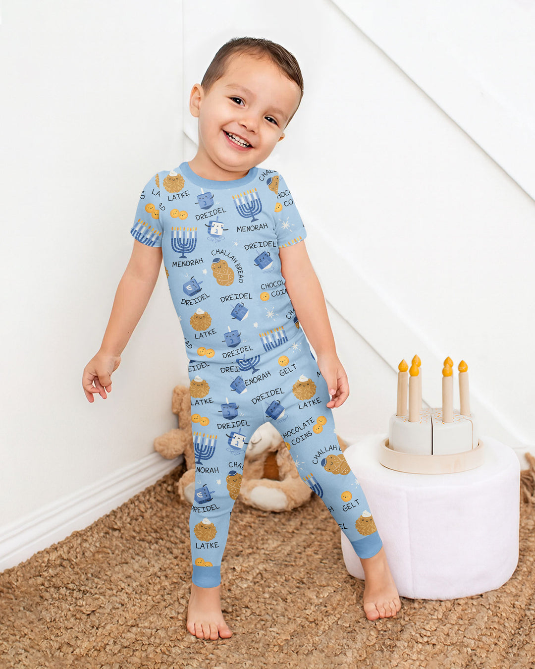 Family Hanukkah Matching Bamboo Two Piece Short Sleeve Pajama Set