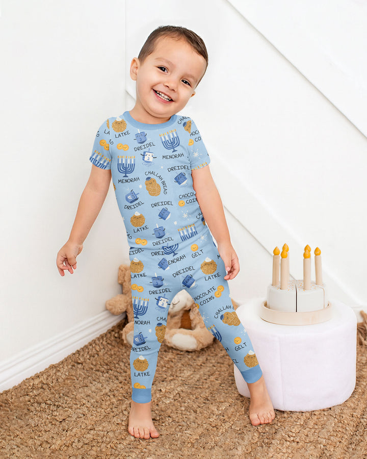Family Hanukkah Matching Bamboo Two Piece Short Sleeve Pajama Set