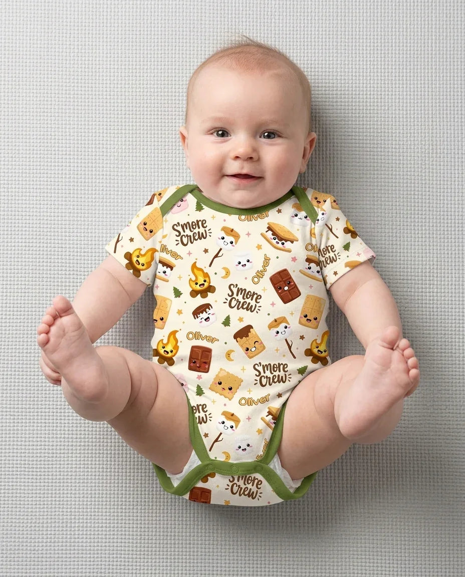 Custom Name Kawaii S'more Crew Family Matching Bamboo Bodysuit
