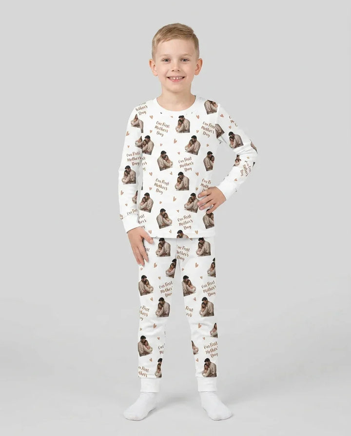 Custom Photo Our First as Parents Bamboo Two Piece Long Sleeve Pajama Set