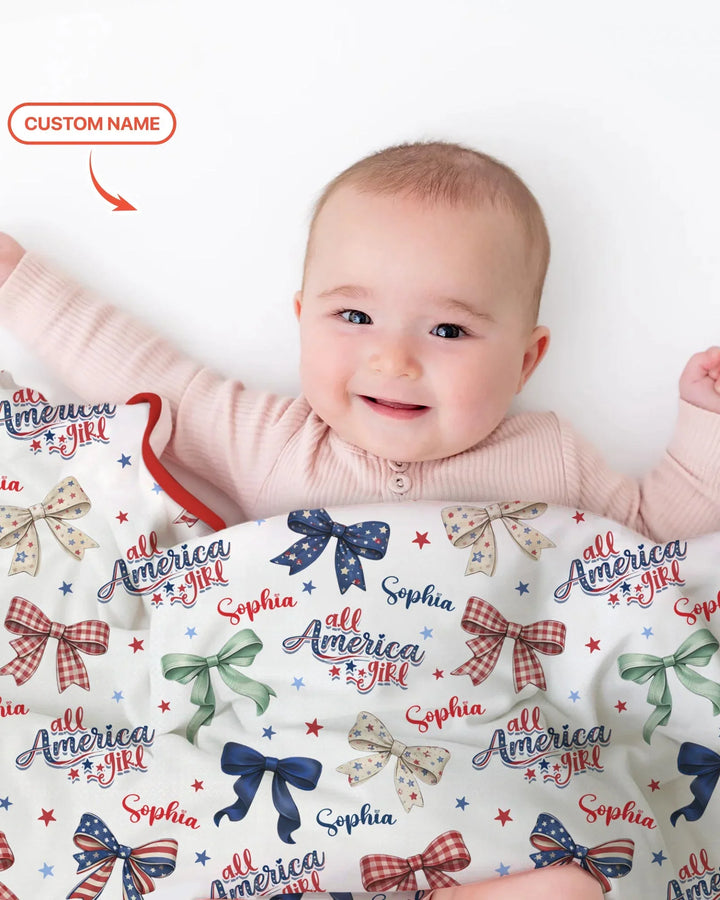Custom Name All American Girl Bamboo Blanket