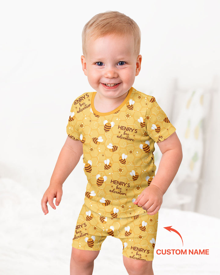 Schlafanzug-Set zweiteilig, kurze Ärmel, kurze Hose, Bambus