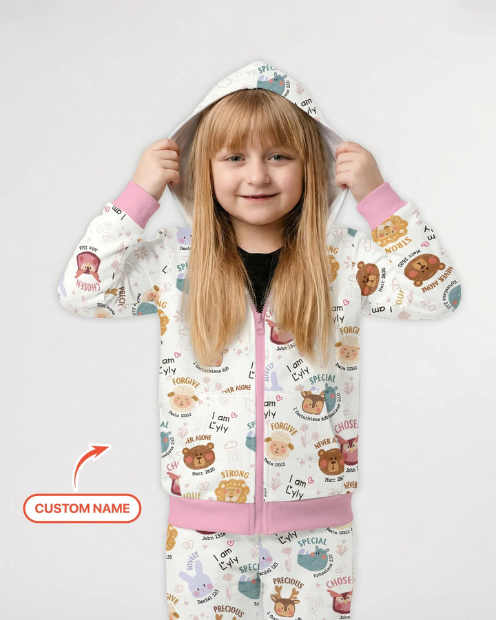 God’s Little Zoo Personalisierter Kapuzenpullover aus Bambus mit Reißverschluss