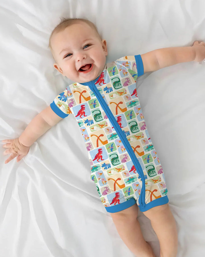 Rainbow Dino Friends Family Matching Bamboo Shorty Zippy