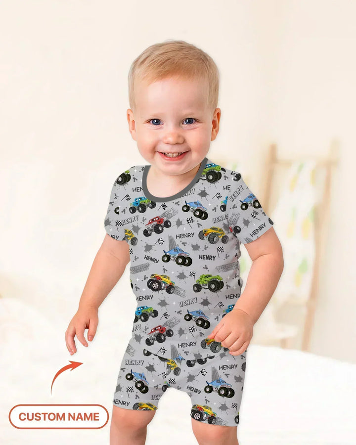 Zweiteiliges Pyjama-Set mit kurzen Ärmeln und Shorts im Sommer-Design