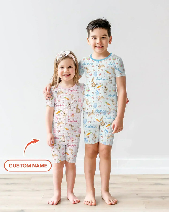 Zweiteiliges Pyjama-Set mit kurzen Ärmeln und Shorts im Sommer-Design