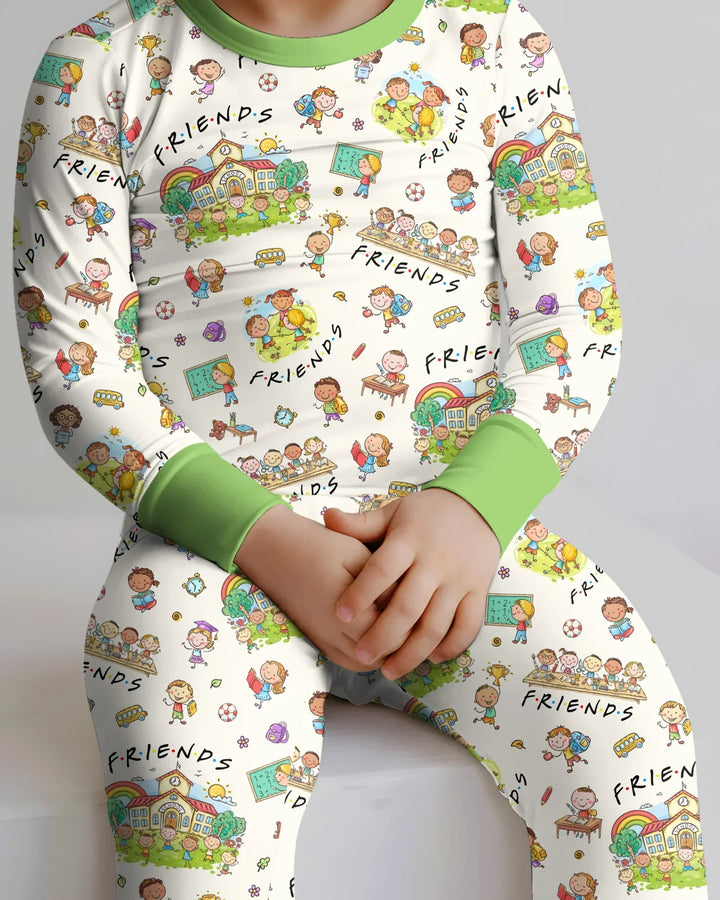 Zweiteiliges Langarm-Pyjama-Set mit Sommerfrüchten