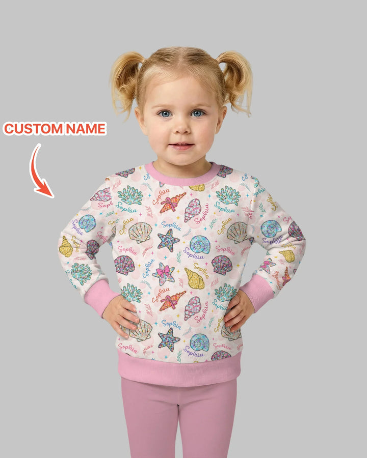 Benutzerdefinierter Name Seaside Wildflower Sommer Bambus Rundhals-Sweatshirt